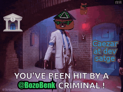 A Man In A Suit Is Standing In A Dark Room And Says You 'Ve Been Hit By A Bozobenk Criminal GIF