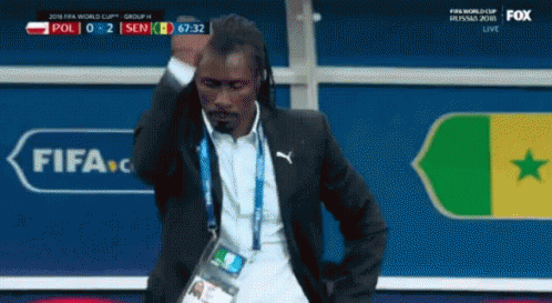 a man in a suit is standing in front of a fifa logo