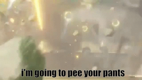 A Man In A Suit Is Standing In Front Of A Tree And Saying `` I 'M Going To Pee Your Pants '' GIF
