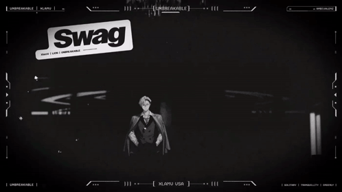 A Man In A Suit Is Surrounded By Stickers That Say Swag And Swag GIF