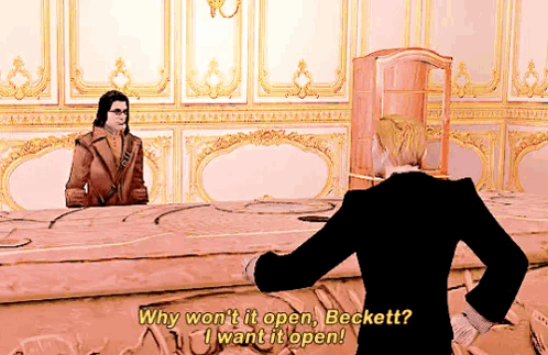 A Man In A Suit Is Talking To Another Man In A Suit In A Video Game . GIF
