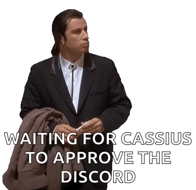 A Man In A Suit Is Waiting For Cassius To Approve The Discord . GIF
