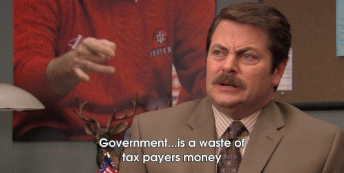 A Man In A Suit Says Government Is A Waste Of Taxpayers Money GIF