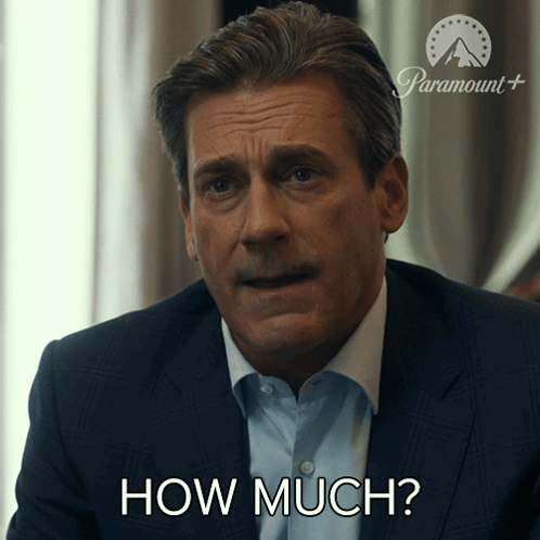 A Man In A Suit Says " How Much " Next To A Paramount Logo GIF