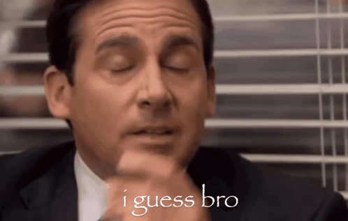 A Man In A Suit Says I Guess Bro With His Eyes Closed GIF