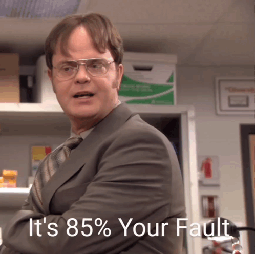 A Man In A Suit Says It 'S 85% Your Fault GIF