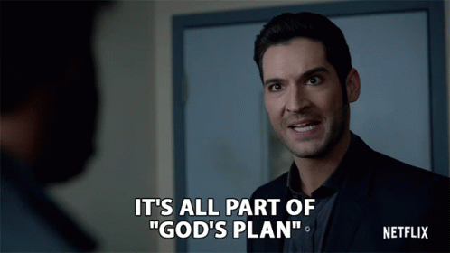 A Man In A Suit Says " It 'S All Part Of God 'S Plan " GIF