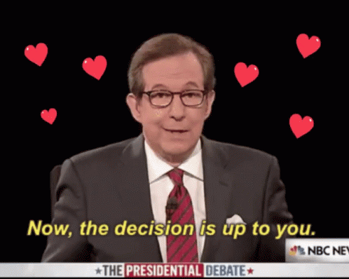 A Man In A Suit Says " Now The Decision Is Up To You " GIF