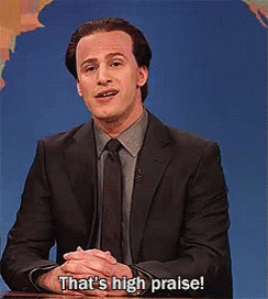 Man In Suit Says That's High Praise GIF
