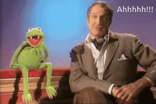 A Man In A Suit Sits Next To A Kermit The Frog GIF