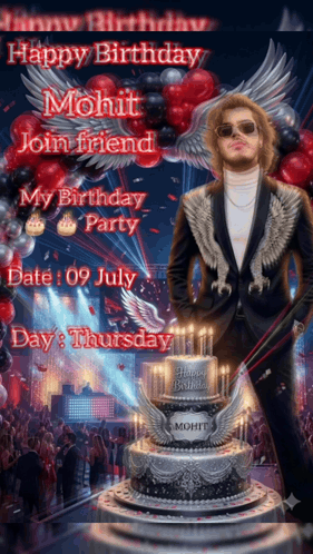 A Man In A Suit Standing Next To A Birthday Cake GIF