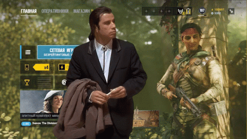 A Man In A Suit Standing Next To A Woman In A Military Uniform GIF