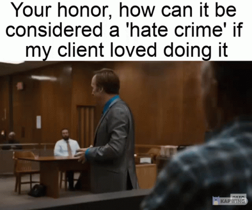 A Man In A Suit Stands In A Courtroom With A Caption That Says Your Honor How Can It Be GIF