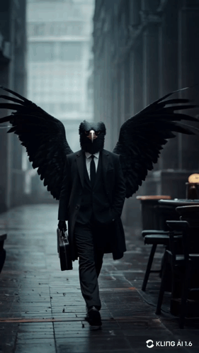 A Man In A Suit With A Bird Mask On His Face GIF