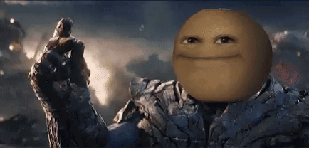 A Man In A Suit With A Smiley Face On His Face Is Holding A Glove . GIF