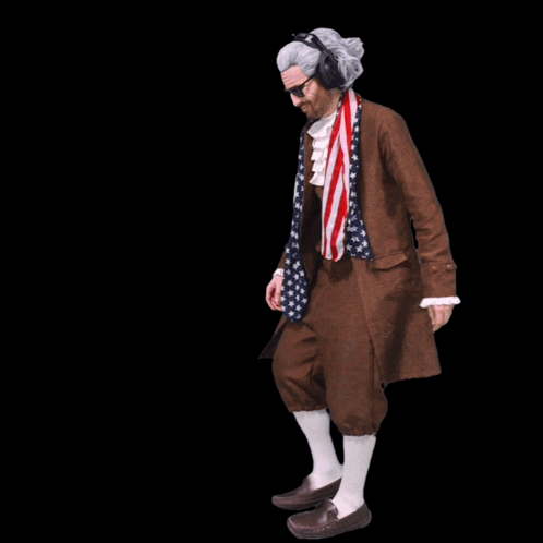 A Man In A Suit With An American Flag Scarf Is Standing Next To A Crying Michael Jordan GIF