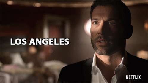 A Man In A Suit With The Words Los Angeles On The Bottom GIF