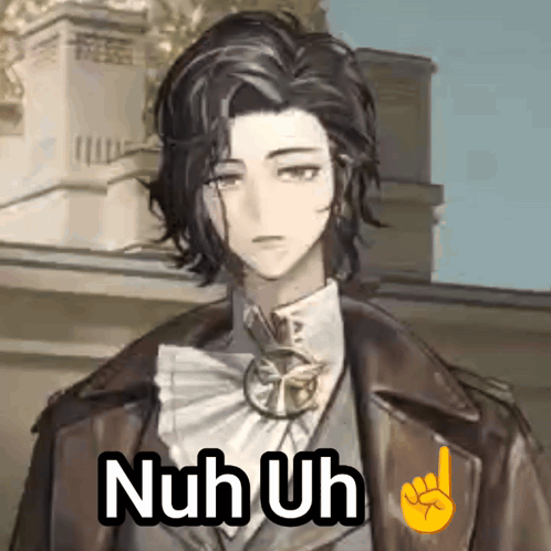 A Man In A Suit With The Words Nuh Uh Written On His Face GIF