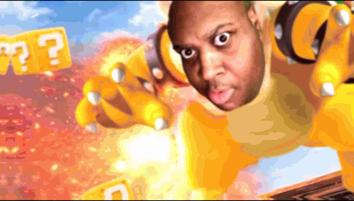 A Man In A Super Mario Costume With A Question Mark On It GIF