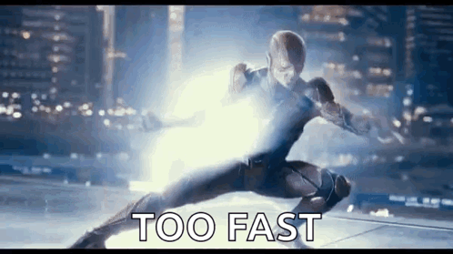 A Man In A Superhero Costume Is Running Through The Air With A Lightning Bolt Coming Out Of His Mouth . GIF