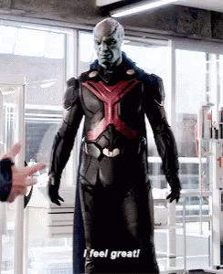 A Man In A Superhero Costume Is Saying I Feel Great GIF