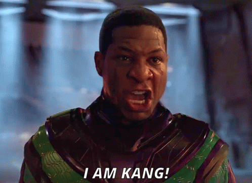 A Man In A Superhero Costume Is Screaming And Saying " I Am Kang " GIF