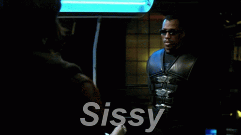 A Man In A Superhero Costume Says Sissy GIF