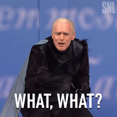 A Man In A Superhero Costume Says What What On A Blue Background GIF