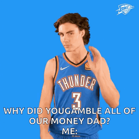 A Man In A Thunder Jersey Is Covering His Ear GIF
