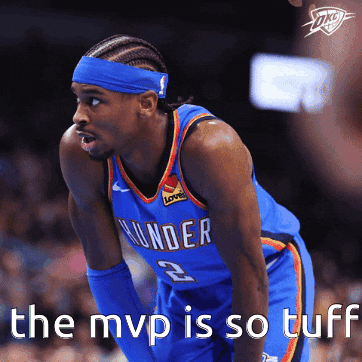 A Man In A Thunder Jersey Is Kneeling Down GIF