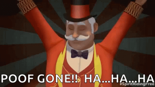 A Man In A Top Hat And Bow Tie Says Poof Gone Ha Ha Ha Ha GIF