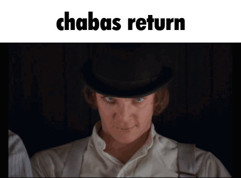 A Man In A Top Hat Is Drinking A Glass Of Milk With The Words Chabas Return Above Him GIF