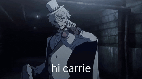 A Man In A Top Hat Is Holding A Mouse In His Hand And Says Hi Carrie . GIF
