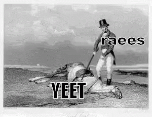 A Man In A Top Hat Is Standing Next To A Dead Horse In A Black And White Photo . GIF