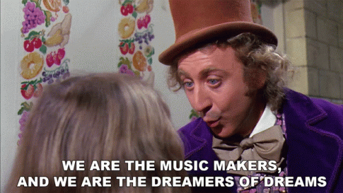 A Man In A Top Hat Says " We Are The Music Makers " And " We Are The Dreamers Of Dreams " GIF
