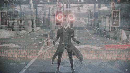 A Man In A Trench Coat Is Standing In Front Of A Sign That Says ' No Walking ' GIF