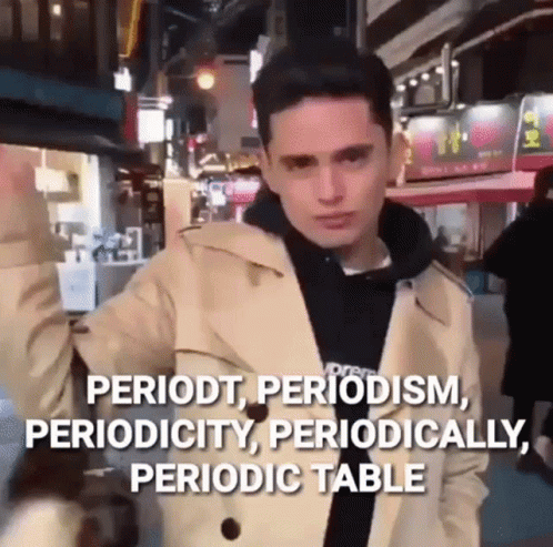 A Man In A Trench Coat Says Periodt Periodism Periodicity Periodically Periodic Table On The Street GIF