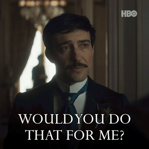 A Man In A Tuxedo And Tie Is Asking Would You Do That For Me GIF