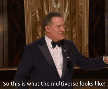A Man In A Tuxedo Is Giving A Speech And Says " So This Is What The Multiverse Looks Like " GIF