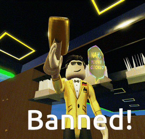 A Man In A Tuxedo Is Holding Up A Bottle And The Words Banned Are Below Him GIF