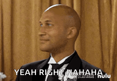 A Man In A Tuxedo Is Laughing And Says Yeah Right Hahaha GIF