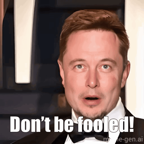 A Man In A Tuxedo Says " Do N't Be Fooled " In Front Of His Face GIF