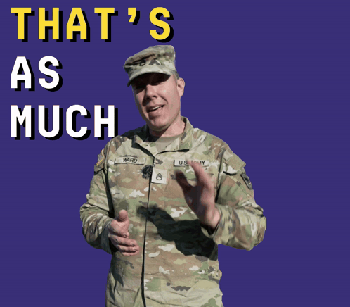 A Man In A U.s. Army Uniform Stands With His Arms Outstretched GIF