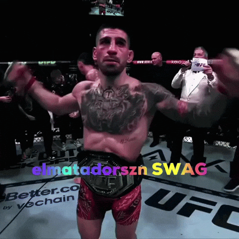 A Man In A Ufc Ring With The Words Elmatadorszn Swag GIF