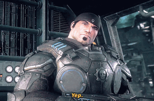 A Man In A Video Game Is Holding A Gun And Says Yep GIF