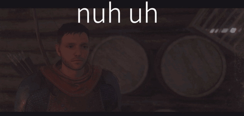 A Man In A Video Game With The Words Nuh Uh On The Bottom GIF