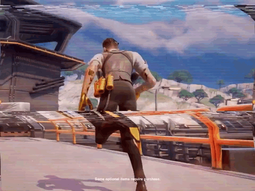 A Man In A Video Game With The Words Some Optional Items Require Purchase On The Bottom Right GIF