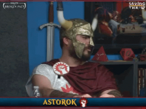 a man in a viking outfit says yes