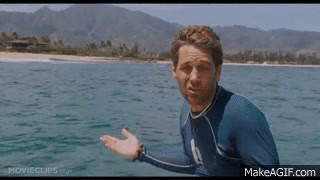A Man In A Wetsuit Is Standing In The Water . GIF