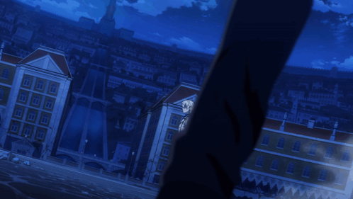 A Man In A White Coat Stands In Front Of A Cityscape GIF